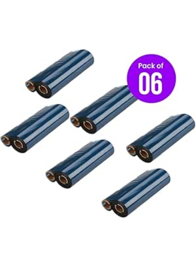 Premium 6pcs Thermal Transfer Wax Ribbon for Barcode Printers 110mm x 74m x 1/2" Core - Image 1